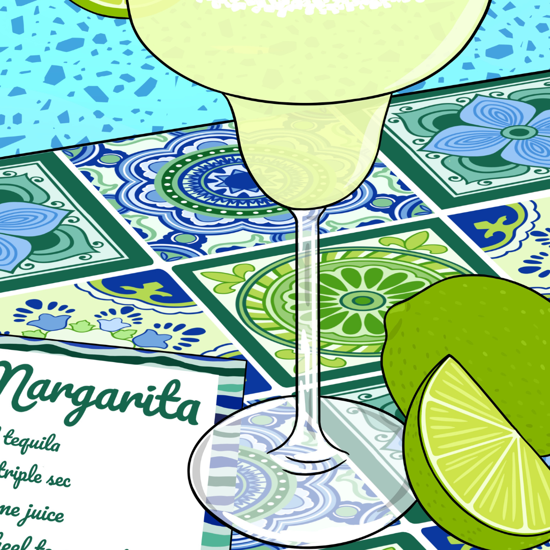Margarita Cocktail Illustrated Art Print