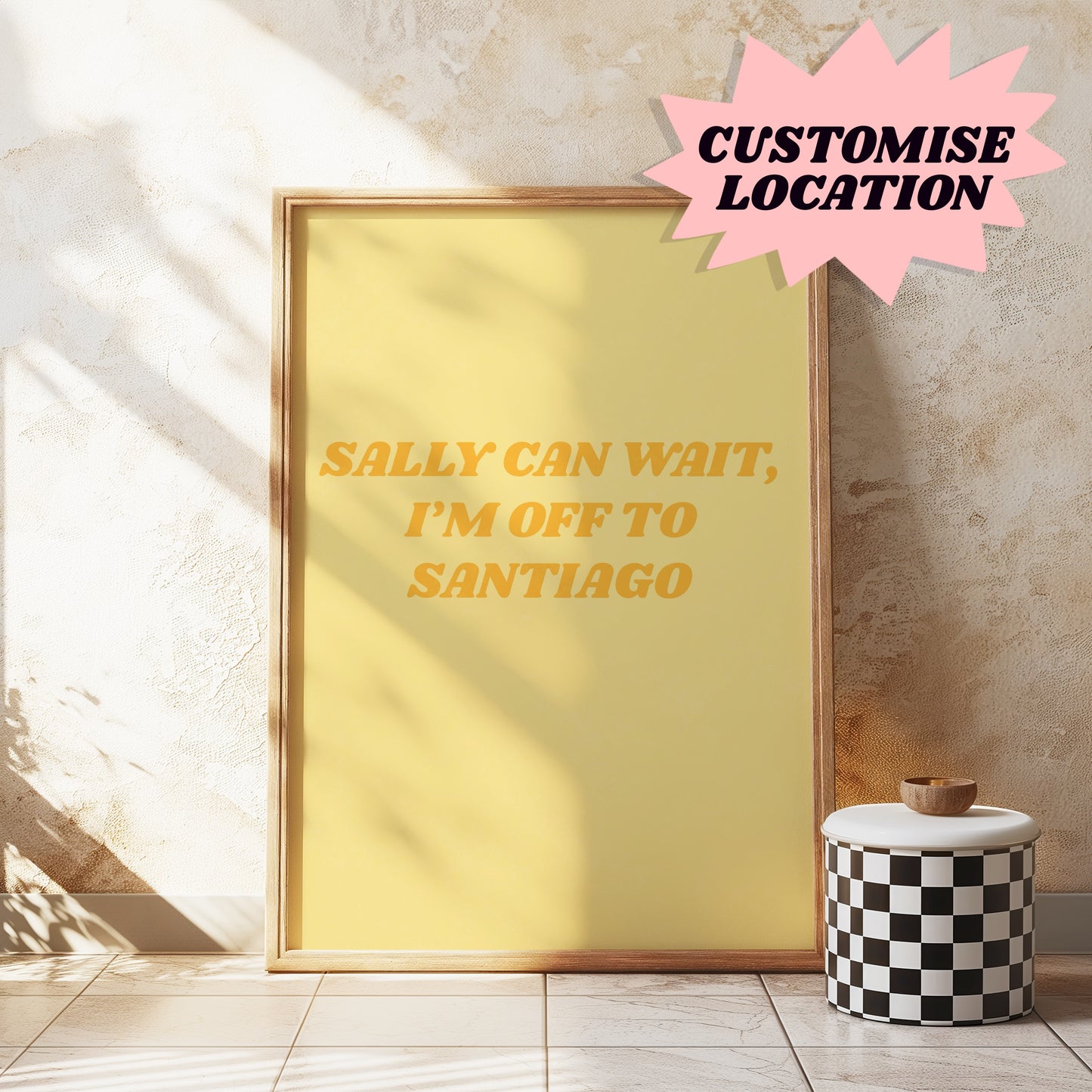 Yellow Customisable Worldwide Sally Can Wait Oasis Print