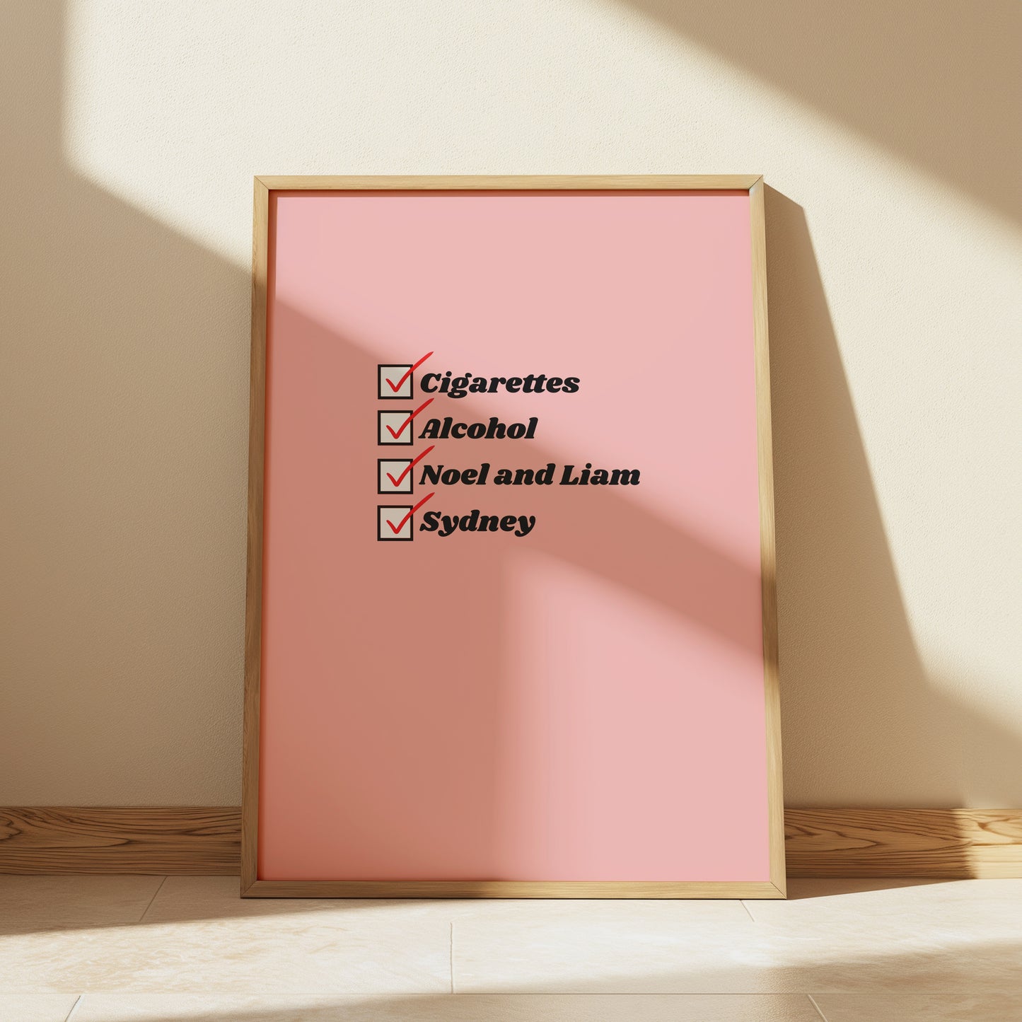 Pink Customisable Cigarettes and Alcohol Worldwide Location Oasis Print