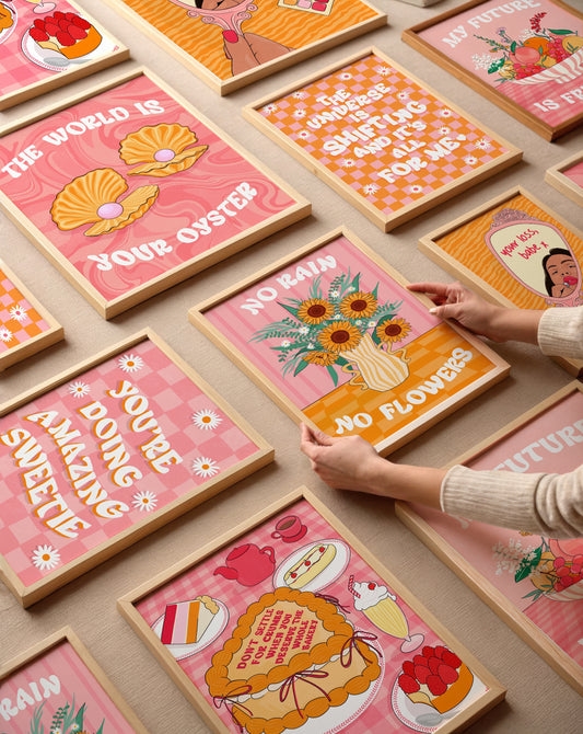 No Rain No Flowers Illustrated Art Print