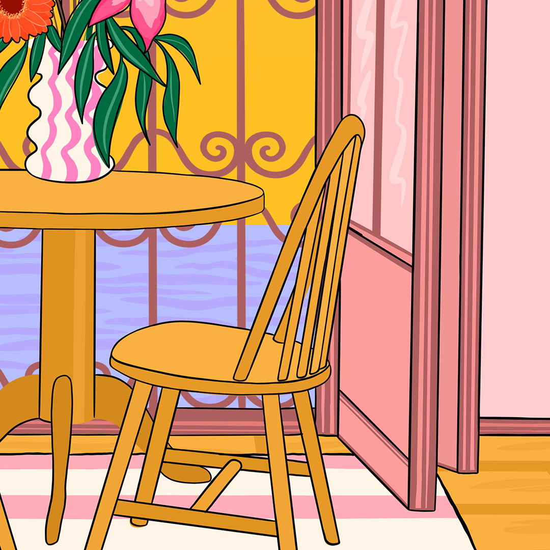 Italian Balcony Illustrated Art Print