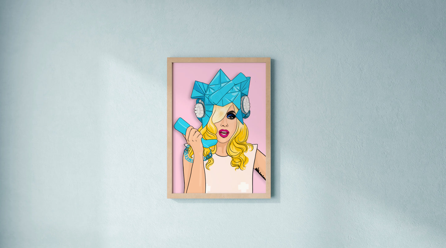 Lady Gaga Illustrated Print