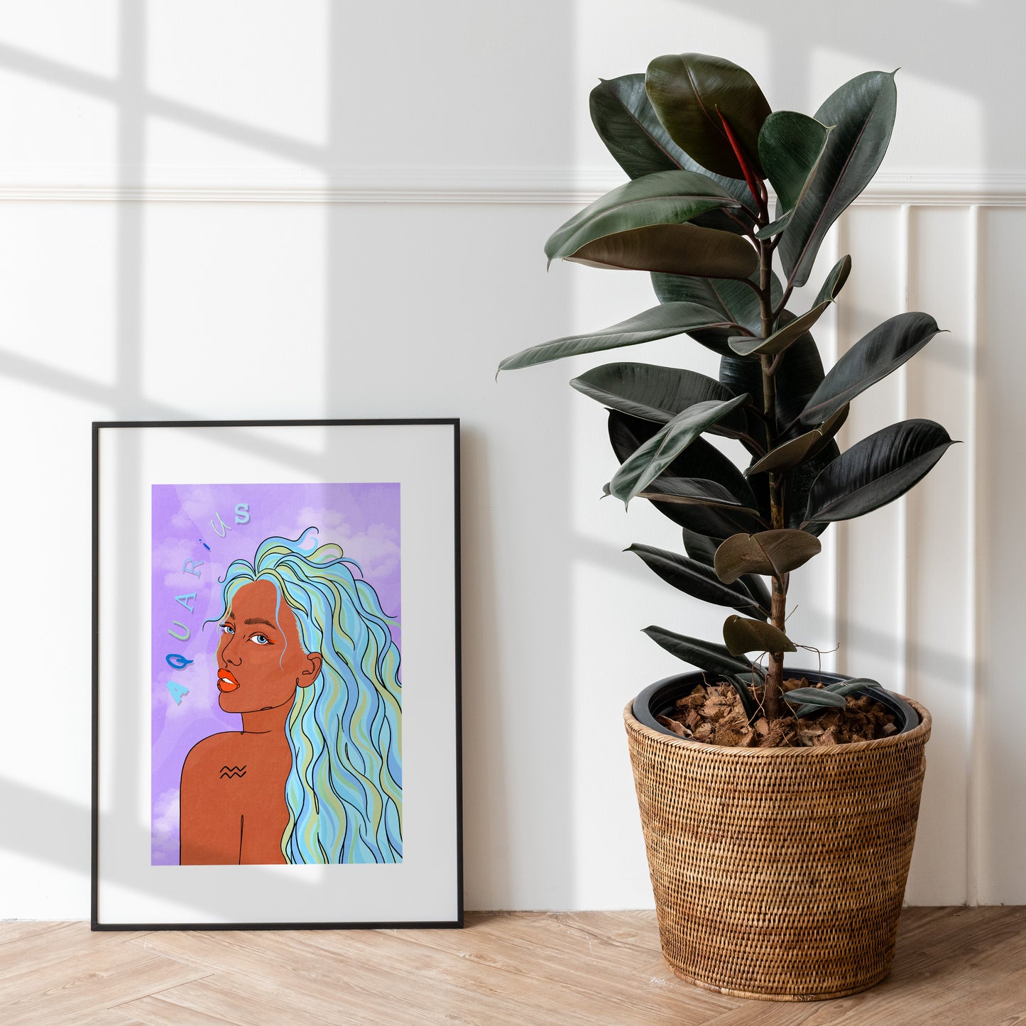 Aquarius Zodiac Illustrated Print