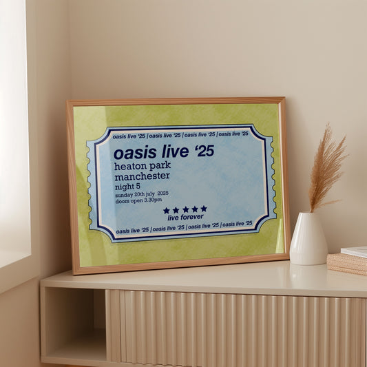 Customisable Oasis Worldwide Ticket Art Print