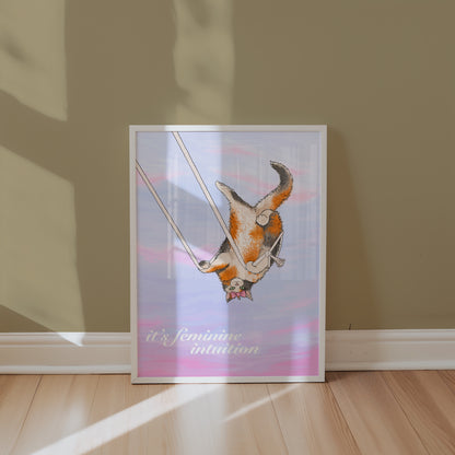 Feminine Intuition Olivia Rodrigo Cat Illustrated Print