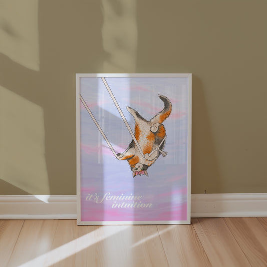 Feminine Intuition Olivia Rodrigo Cat Illustrated Print