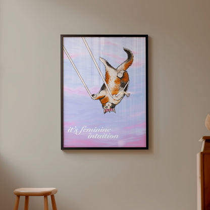 Feminine Intuition Olivia Rodrigo Cat Illustrated Print