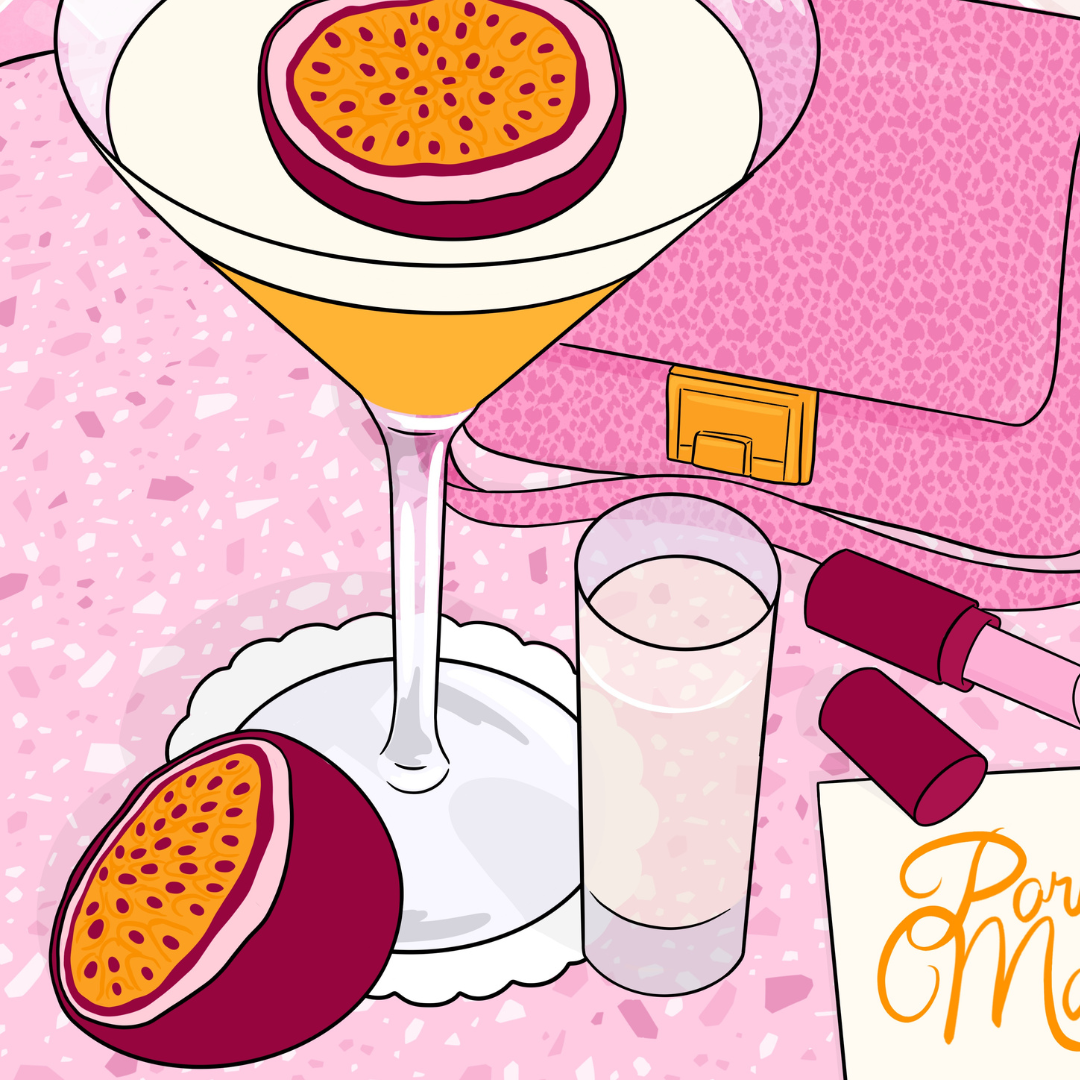Pornstar Martini Cocktail Illustrated Art Print