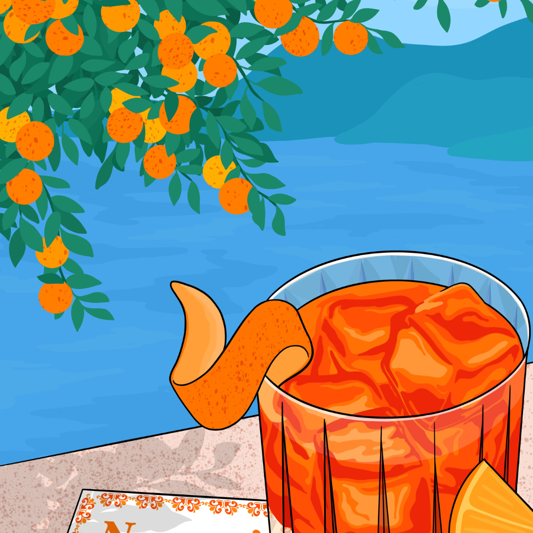 Negroni Cocktail Illustrated Art Print