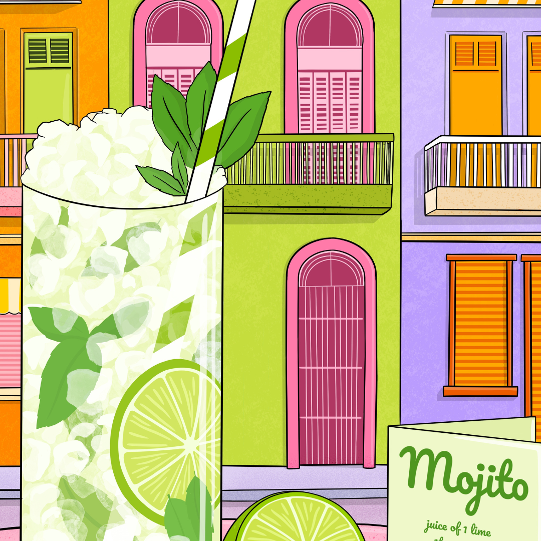 Mojito Cocktail Illustrated Art Print