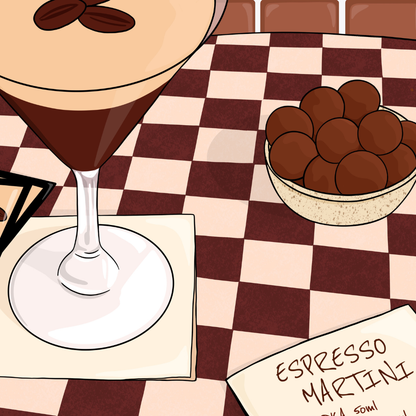 Espresso Martini Cocktail Illustrated Art Print