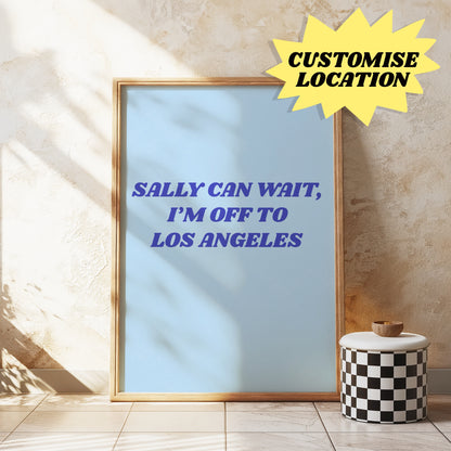 Blue Customisable Worldwide Sally Can Wait Oasis Print