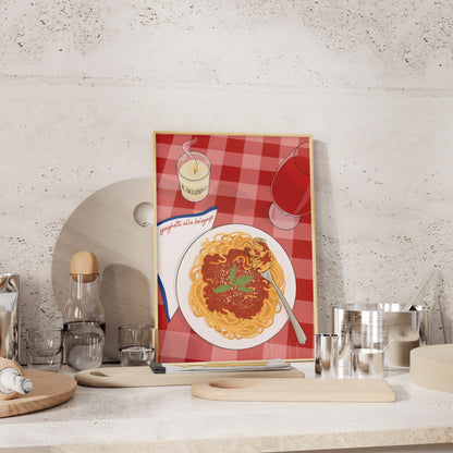Spaghetti alla Bolognaise Italian Illustrated Art Print