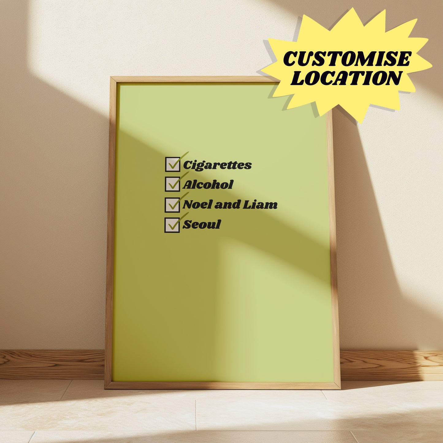 Green Customisable Cigarettes and Alcohol Worldwide Location Oasis Print