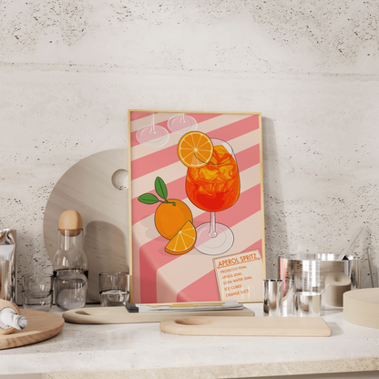 Aperol Spritz Illustrated Art Print