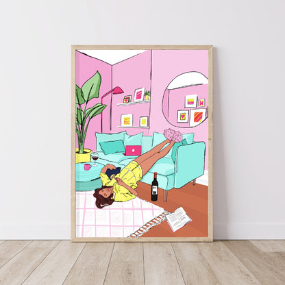 At Home Illustrated Print