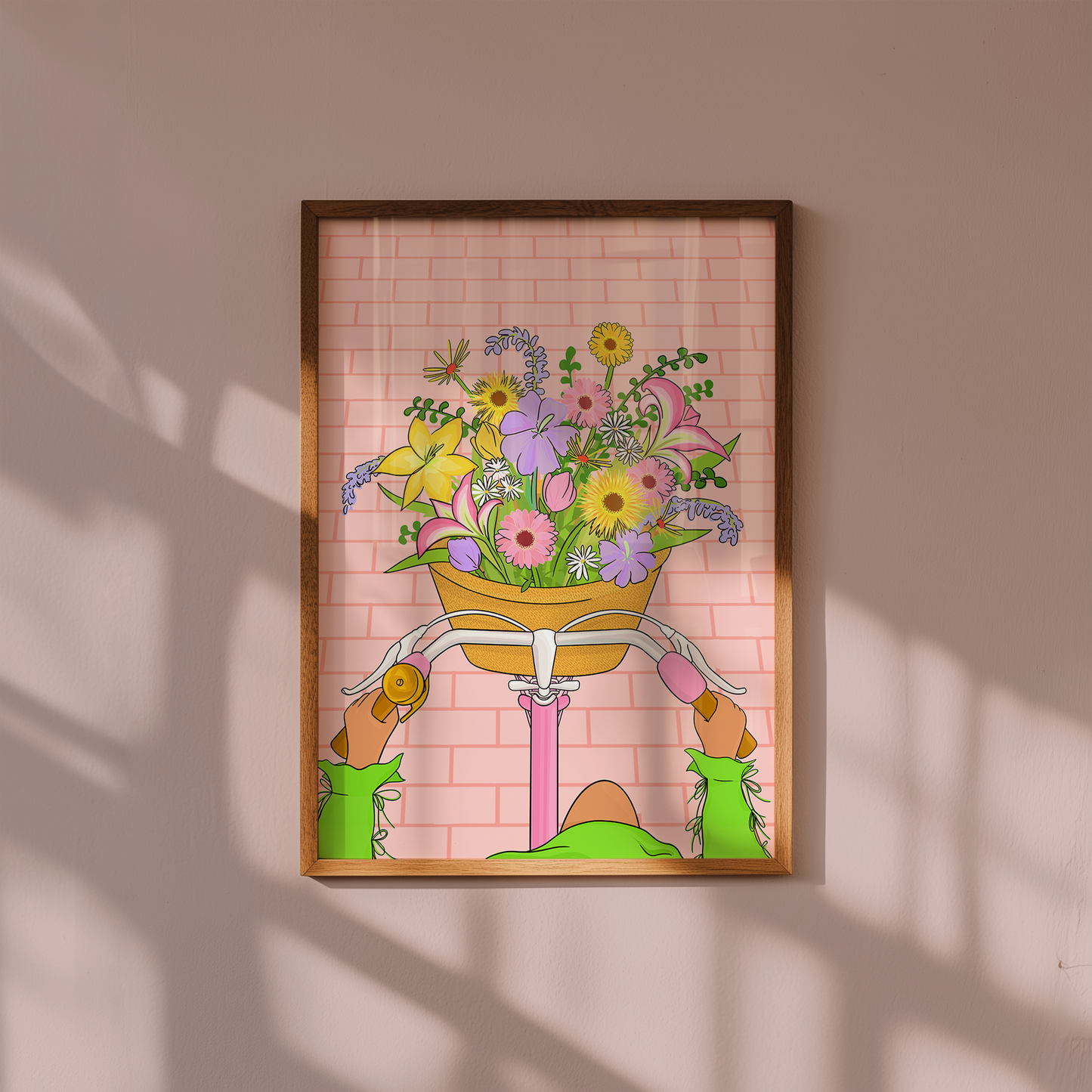 Basket of Flowers Illustrated Art Print