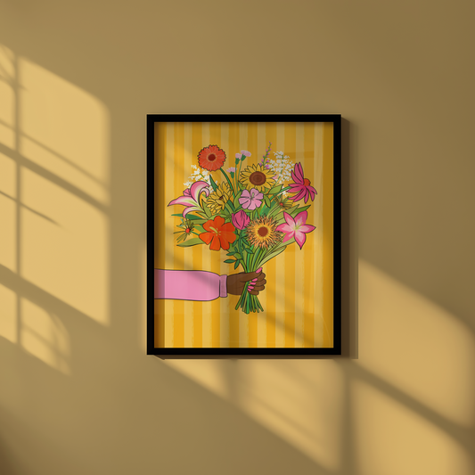 Bunch of Flowers Illustrated Art Print