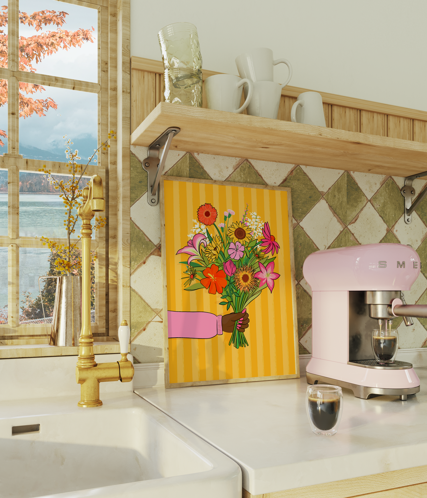 Bunch of Flowers Illustrated Art Print