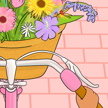 Basket of Flowers Illustrated Art Print