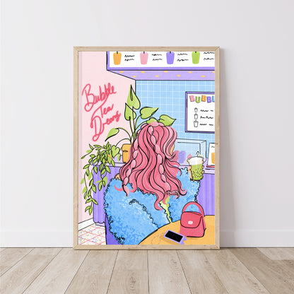 Bubble Tea Dreams Illustrated Print