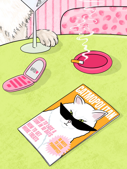 Poker Prince Cat Illustrated Print