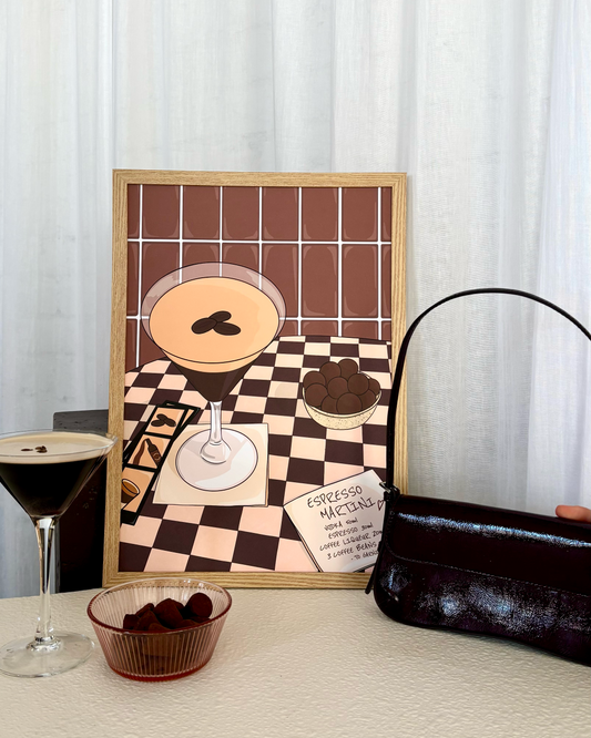 Espresso Martini Cocktail Illustrated Art Print