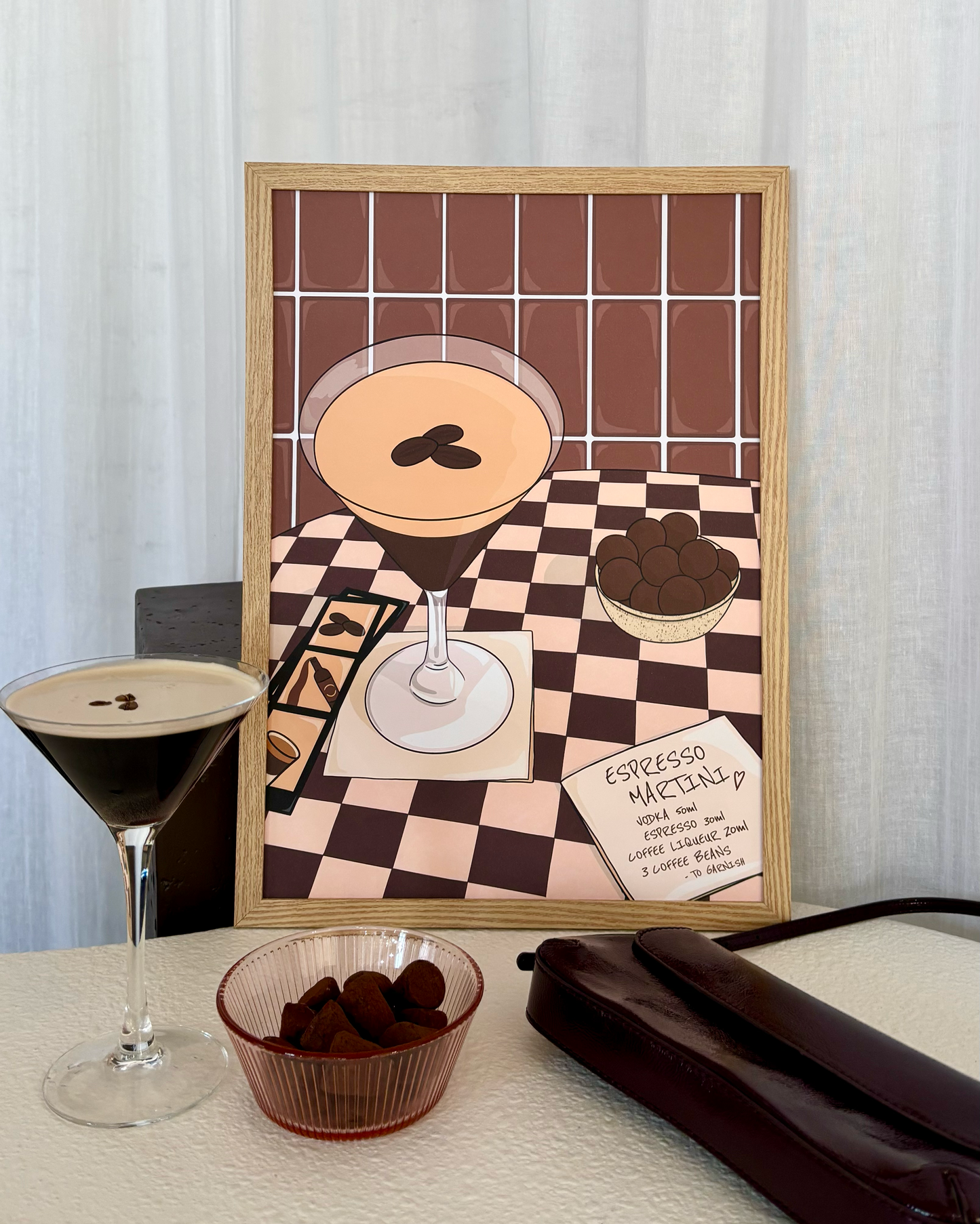 Espresso Martini Cocktail Illustrated Art Print
