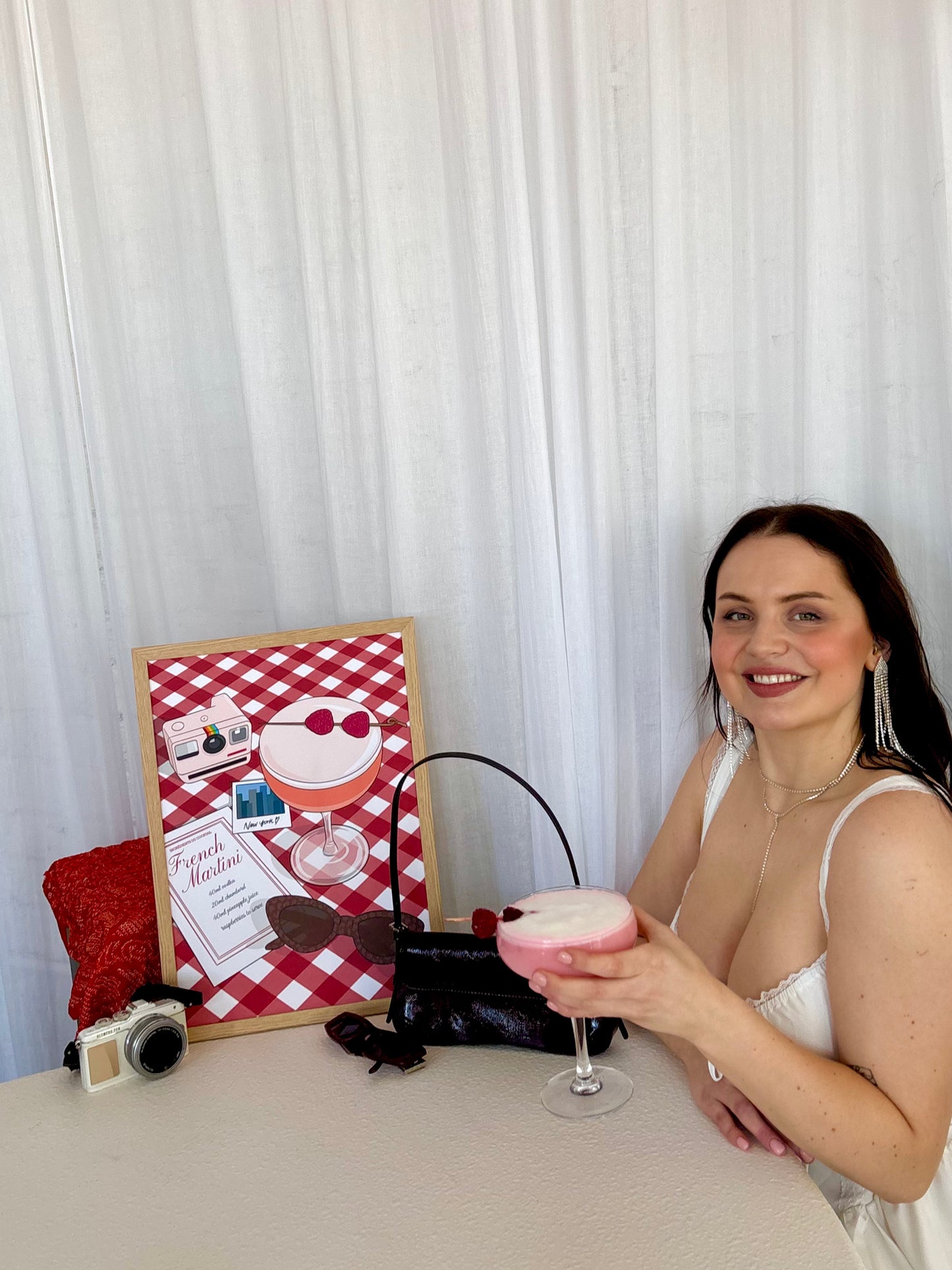 French Martini Cocktail Illustrated Art Print