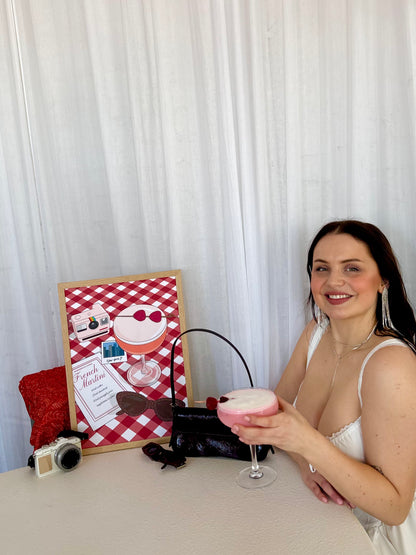 French Martini Cocktail Illustrated Art Print