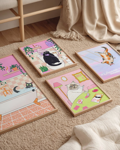 Feminine Intuition Olivia Rodrigo Cat Illustrated Print