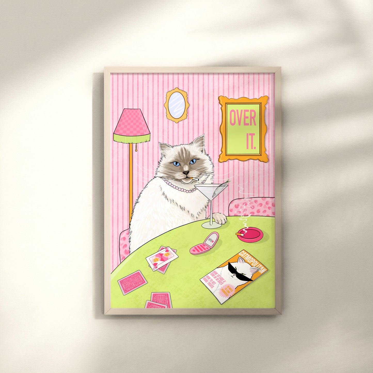 Poker Prince Cat Illustrated Print