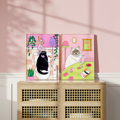 Pamper Puss Cat Illustrated Print
