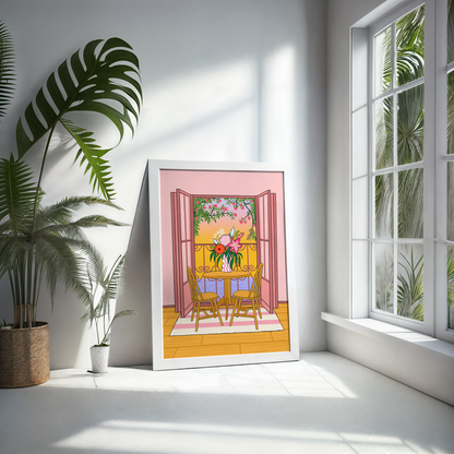 Italian Balcony Illustrated Art Print