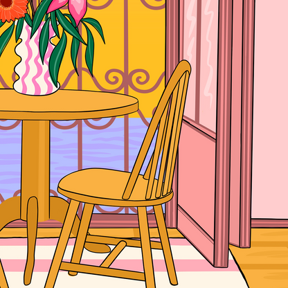 Italian Balcony Illustrated Art Print