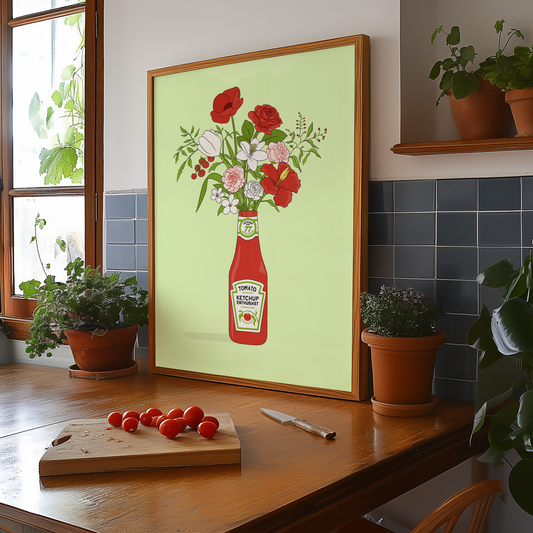 Tomato Ketchup Illustrated Print