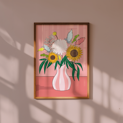 Market Bouquet Illustrated Art Print