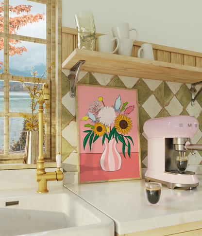 Market Bouquet Illustrated Art Print