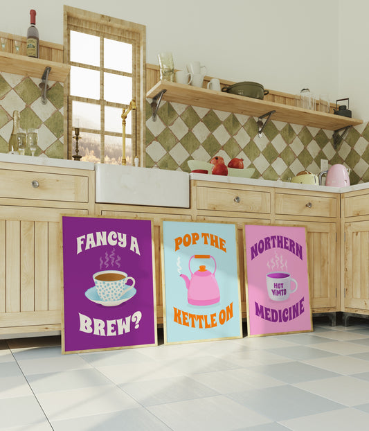 Pop The Kettle On Illustrated Art Print