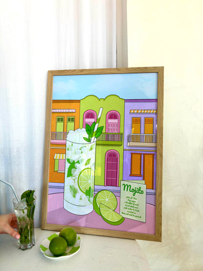 Mojito Cocktail Illustrated Art Print