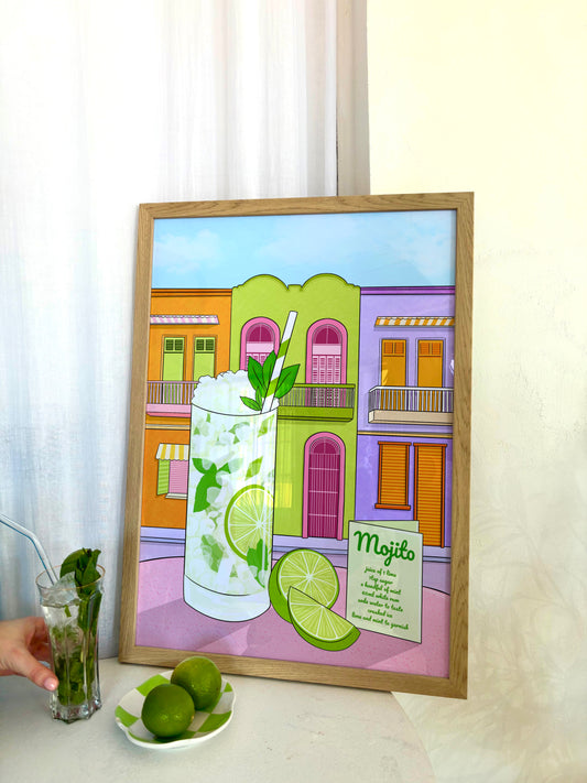 Mojito Cocktail Illustrated Art Print