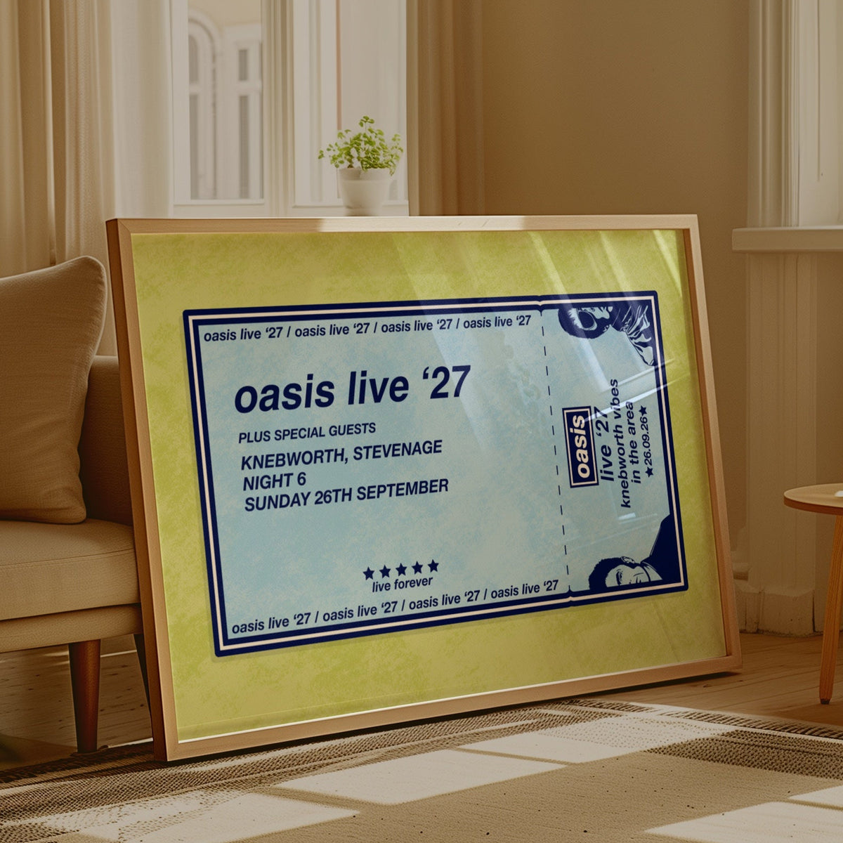 Customisable Live '27 Oasis Mania Ticket Art Print (UK and Ireland Dates)