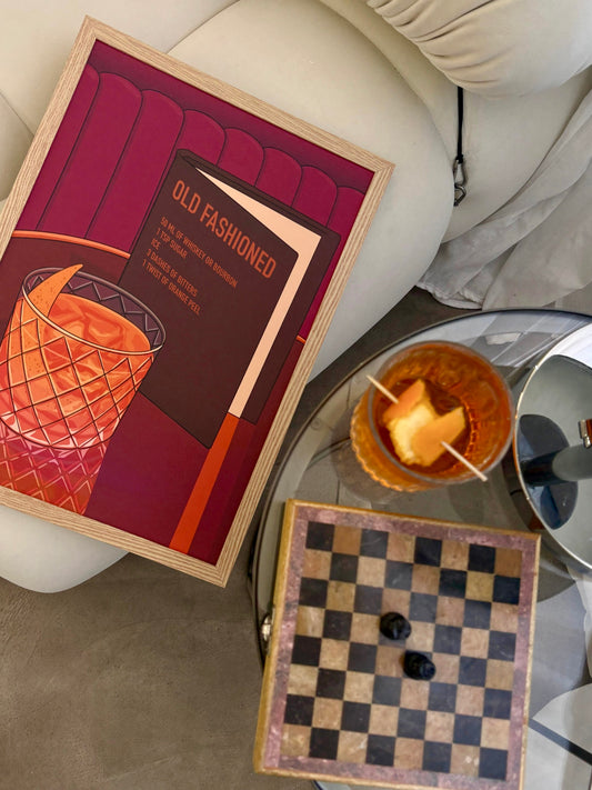 Old Fashioned Cocktail Illustrated Art Print