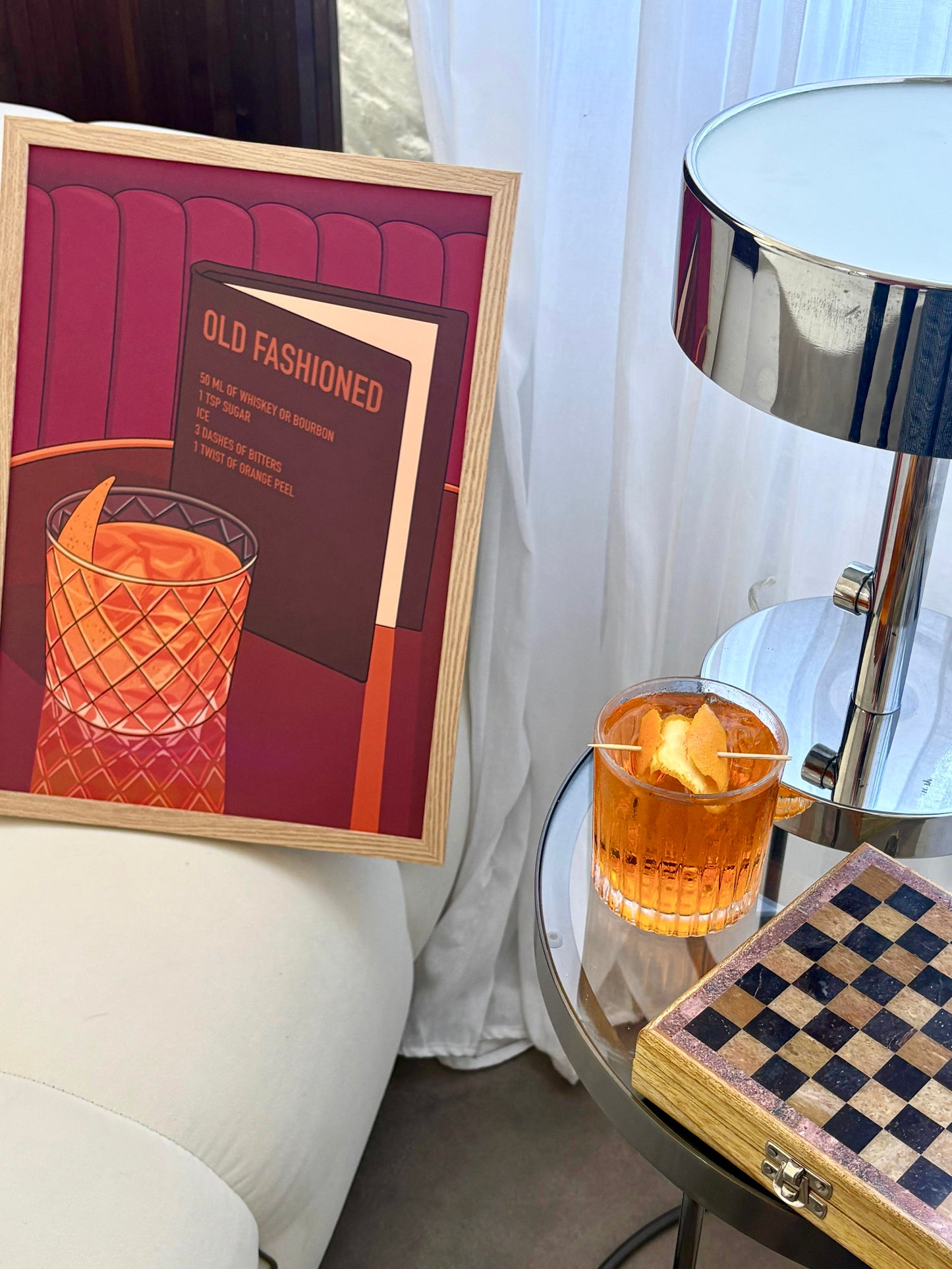 Old Fashioned Cocktail Illustrated Art Print