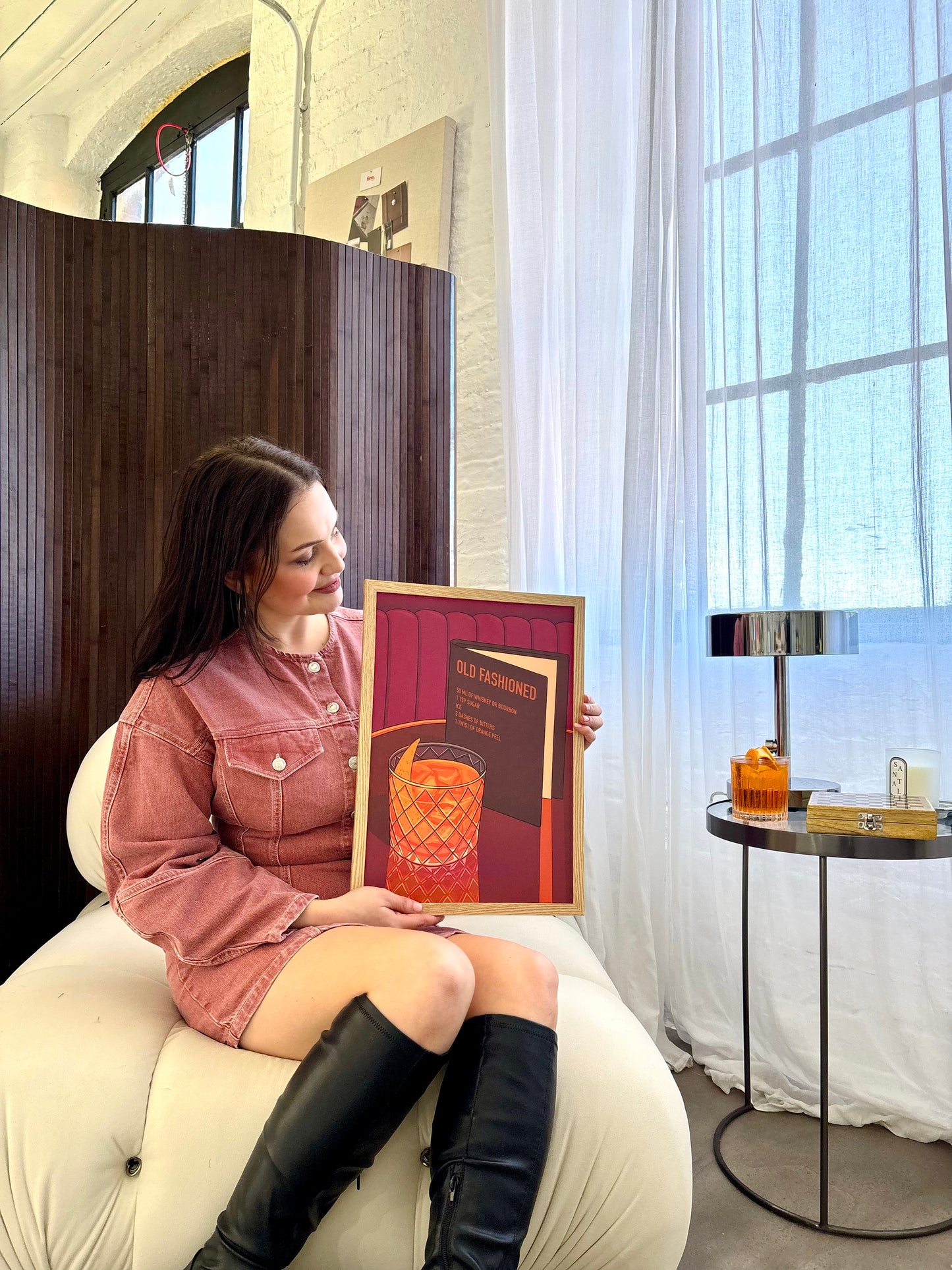Old Fashioned Cocktail Illustrated Art Print