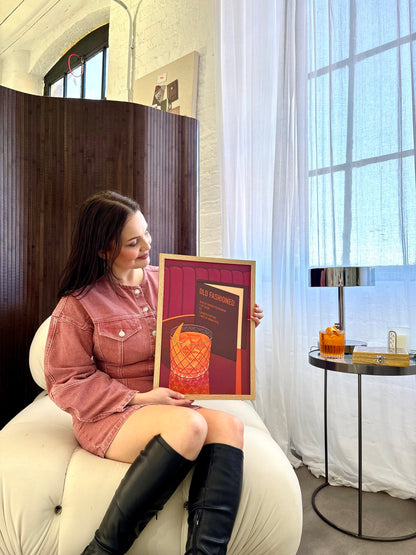 Old Fashioned Cocktail Illustrated Art Print