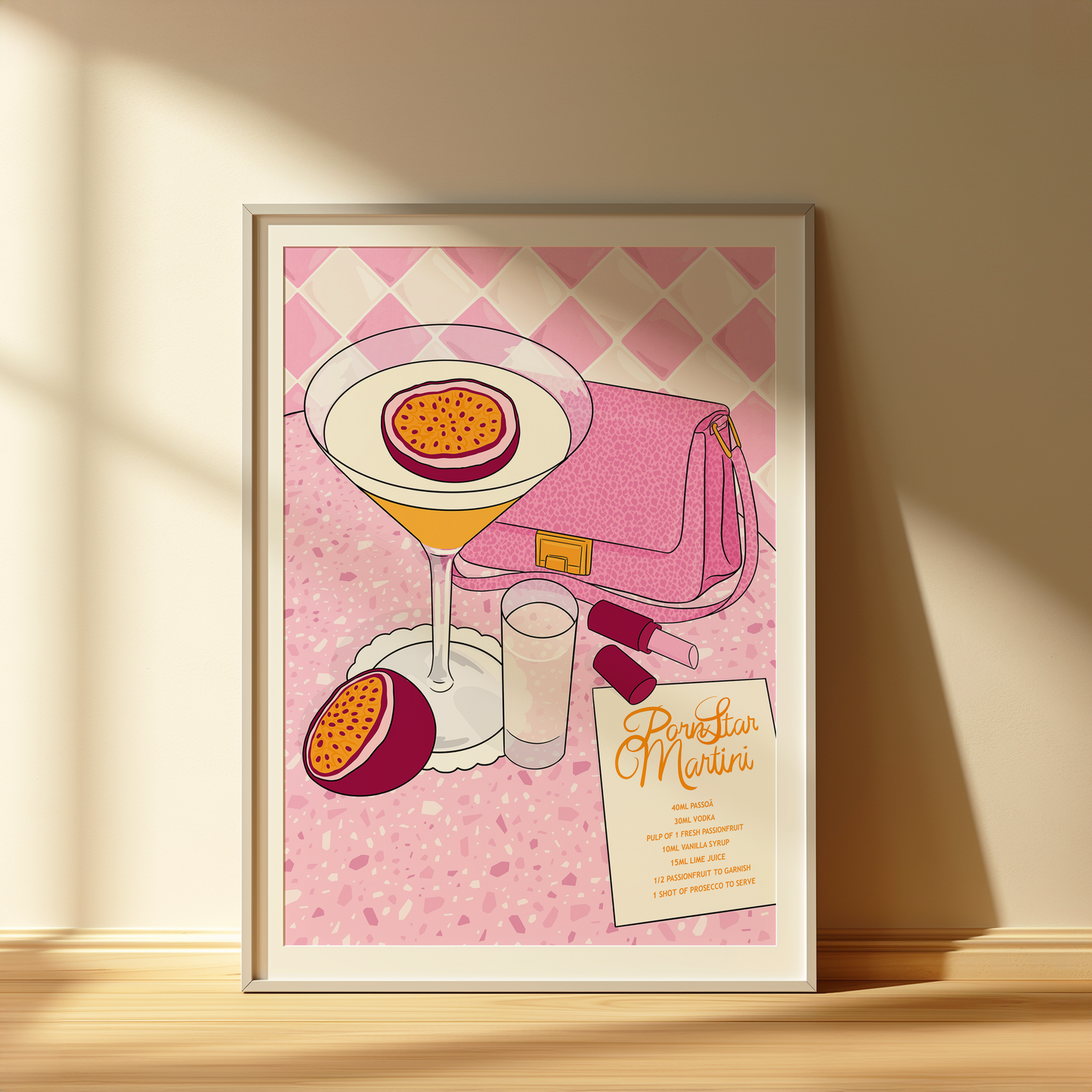 Pornstar Martini Cocktail Illustrated Art Print