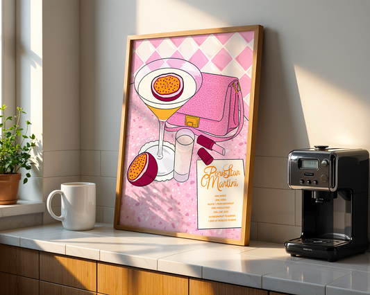 Pornstar Martini Cocktail Illustrated Art Print