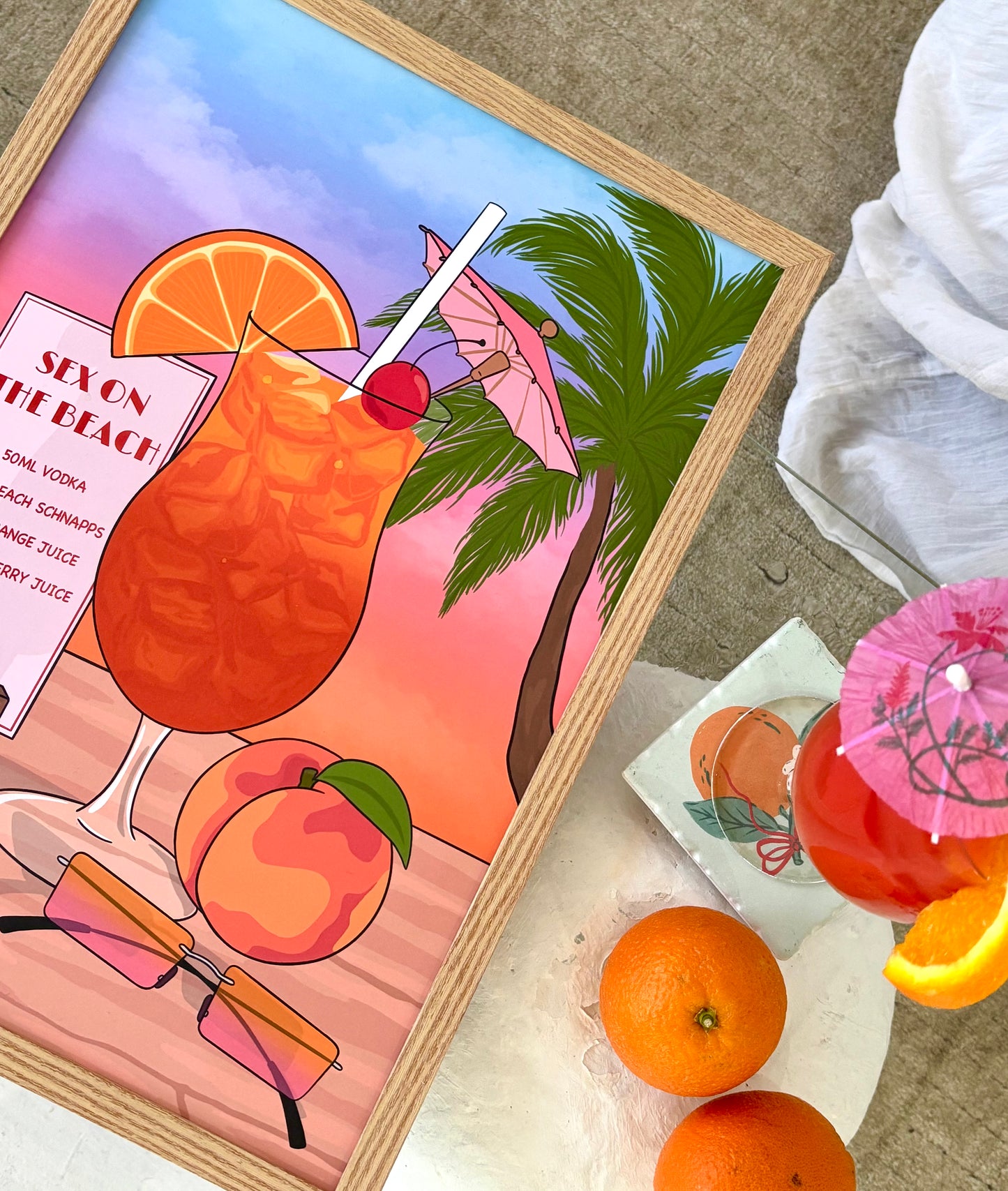 Sex on the Beach Cocktail Illustrated Art Print
