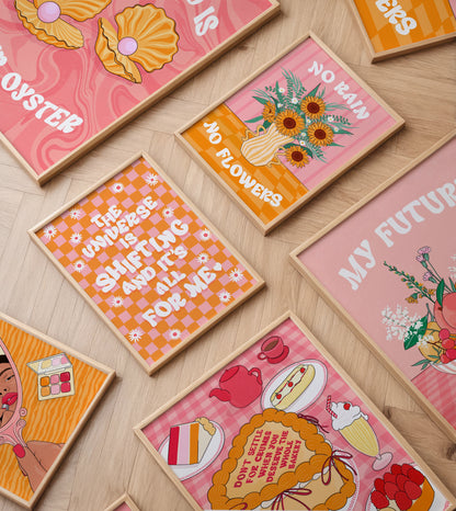 No Rain No Flowers Illustrated Art Print